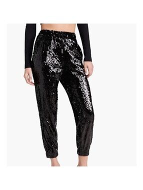 BLACK SEQUIN SPARKLY JOGGERS | Victoria's Secret | Medium | Vintage #146